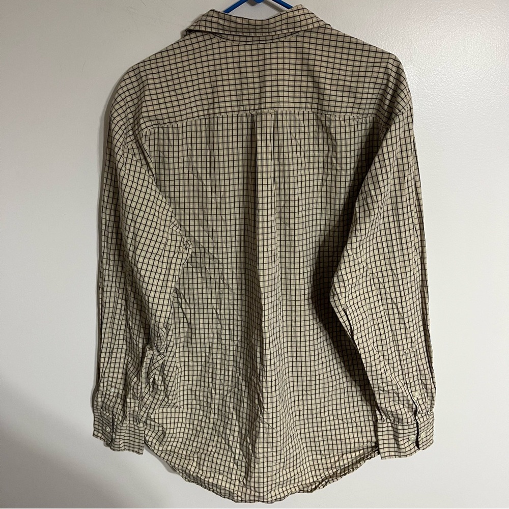 Men's Nautica Long Sleeve Button‎ Down Plaid Shirt Tan Black Size XL - Picture 2 of 6